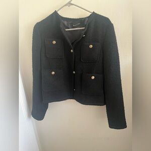 Massimo Dutti  Black Structured Blazer Jacket
